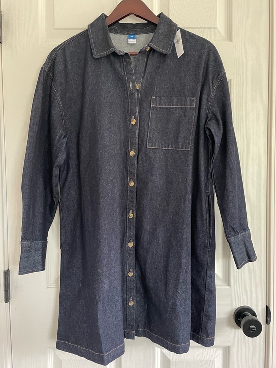 Old Navy Dresses & Skirts - NWT Old Navy Denim Shirt Dress Coastal Cowgirl Dark Wash Button Front Medium